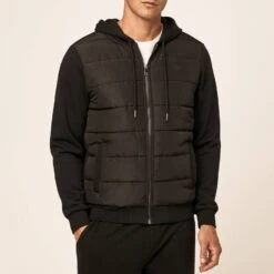 Hackett London Black Quilted Full Zip Jacket