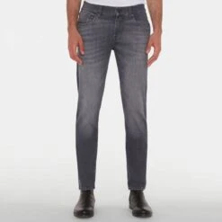 7 For All Mankind Washed Black Ronnie Tapered Stretch Jeans