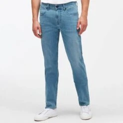 7 For All Mankind Pale Blue Slimmy Straight Leg Stretch Jeans