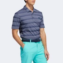 Adidas Golf Navy Stripe Logo Polo Shirt -Schmuddelwedda 18188648 3