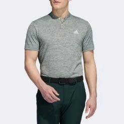 Adidas Golf Green Marl Textured Stripe Polo Shirt