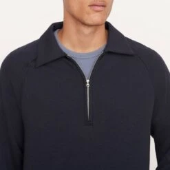 Vince Coastal Blue Quarter Zip Cotton Blend Jumper -Schmuddelwedda 18191376 4