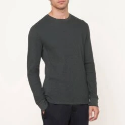 Vince Dark Green Thermal Cotton Blend Top -Schmuddelwedda 18191404 3