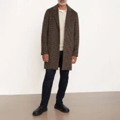 Vince Brown Houndstooth Wool Blend Coat -Schmuddelwedda 18191450 4