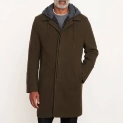 Vince Khaki Heavy Knit Wool Blend Coat