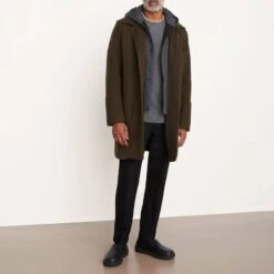 Vince Khaki Heavy Knit Wool Blend Coat -Schmuddelwedda 18191455 4