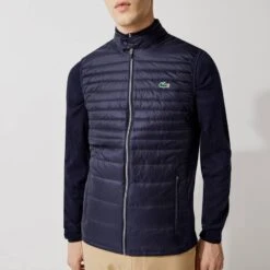 Lacoste Navy Quilted Full Zip Gilet