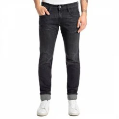 Replay Washed Black Anbass Slim Stretch Jeans
