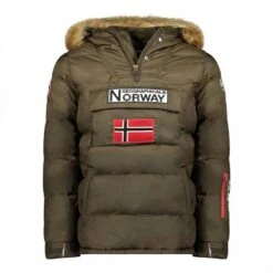 GEOGRAPHICAL NORWAY Khaki Padded Pull Over Half Zip Jacket