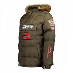GEOGRAPHICAL NORWAY Khaki Padded Pull Over Half Zip Jacket -Schmuddelwedda 18200772 3