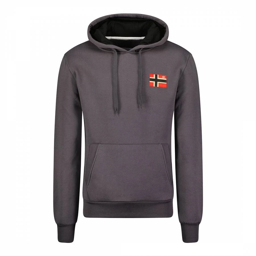GEOGRAPHICAL NORWAY Dark Grey Flag Logo Hoodie 1 GEOGRAPHICAL NORWAY Dark Grey Flag Logo Hoodie