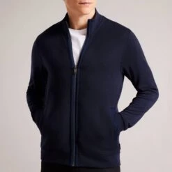 Ted Baker Navy Multy Zip Through Cotton Top