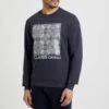 Cavalli Class Navy Geometric Square Logo Cotton Sweatshirt