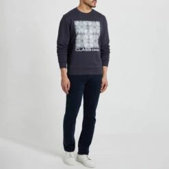 Cavalli Class Navy Geometric Square Logo Cotton Sweatshirt -Schmuddelwedda 18218693 3