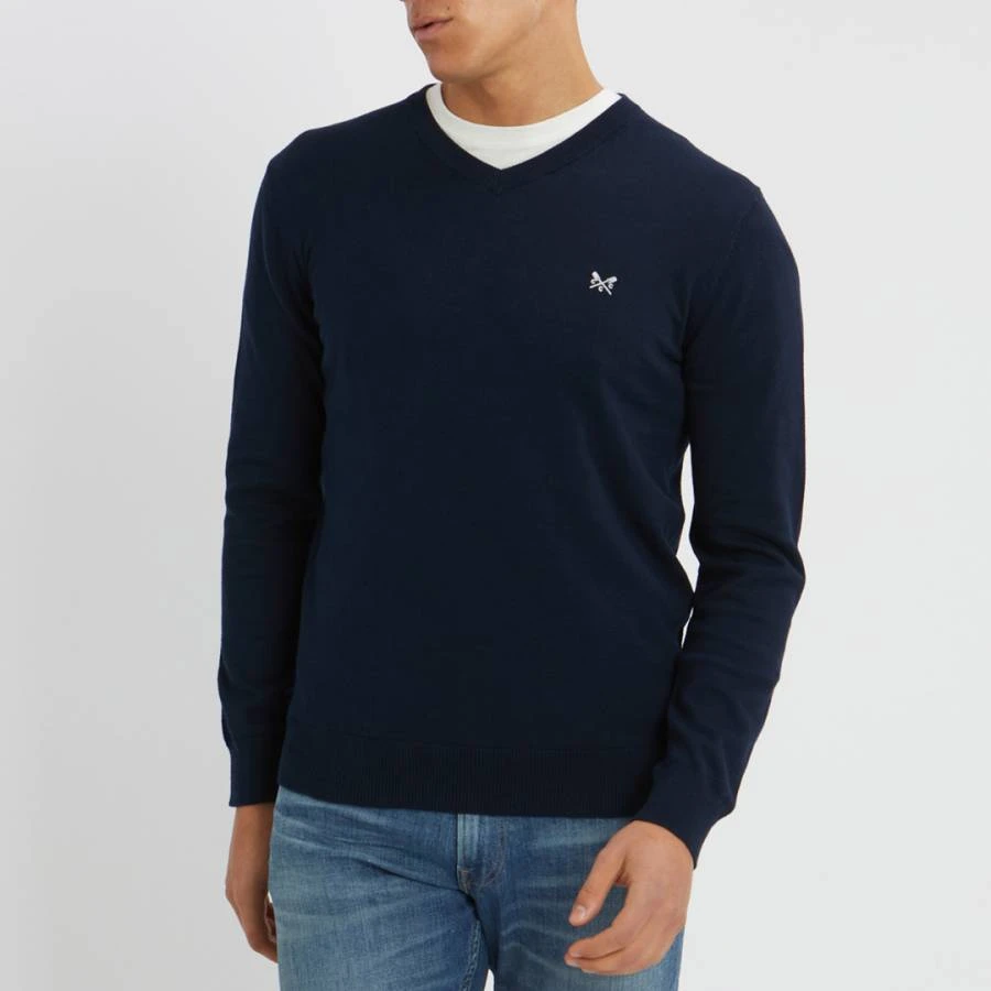 Navy Cotton V-Neck Jumper 1 Navy Cotton V-Neck Jumper