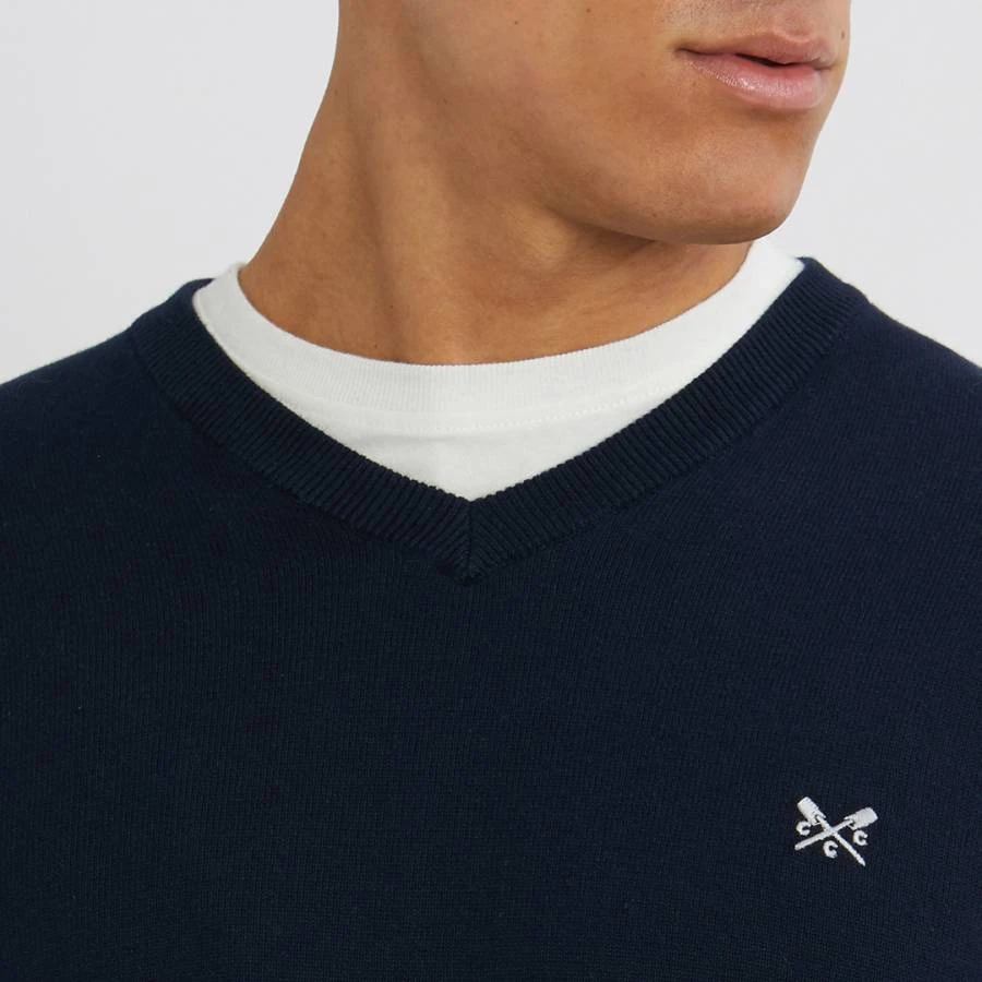 Navy Cotton V-Neck Jumper 3 Navy Cotton V-Neck Jumper - Image 3