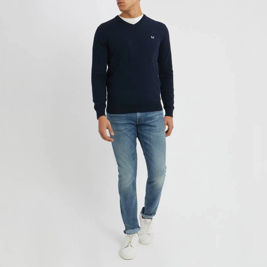 Navy Cotton V-Neck Jumper 4 Navy Cotton V-Neck Jumper - Image 4