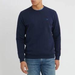 Navy Cotton Crew Neck Sweatshirt