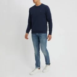 Navy Cotton Crew Neck Sweatshirt -Schmuddelwedda 18219045 4