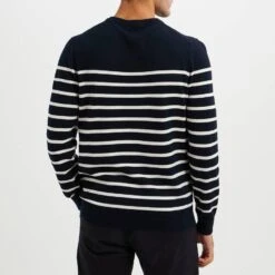 Navy/White Striped Cotton Crew Neck Jumper -Schmuddelwedda 18219099 3