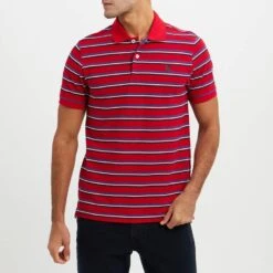 Striped Cotton Logo Polo Shirt
