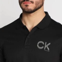 Calvin Klein Black Chest Logo Cotton Polo Shirt -Schmuddelwedda 18219276 3