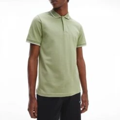 Calvin Klein Grey Pique Cotton Blend Polo Shirt