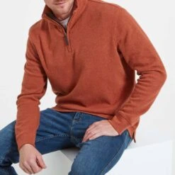 Schöffel Rust Kingsbridge Cotton Half Zip Jumper