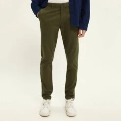 Scotch & Soda Green Stretch Slim Fit Cotton Chinos