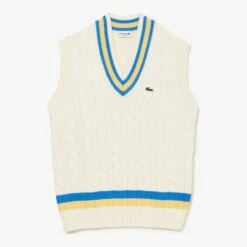 Lacoste Ecru Cable Knit Sweater Vest -Schmuddelwedda 18249004 3