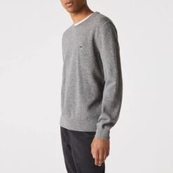 Lacoste Grey Crew Cashmere Blend Jumper