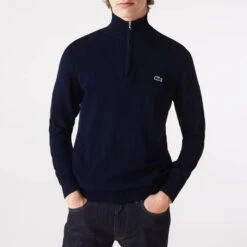 Lacoste Navy Half Zip Logo Jumper
