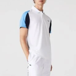 Lacoste White Contrast Sleeves Polo Shirt