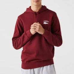 Lacoste Maroon Drawstring Logo Hooide