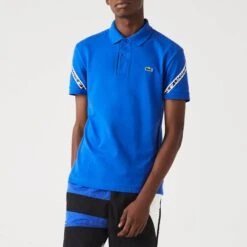 Lacoste Blue Strip Logo Polo Shirt