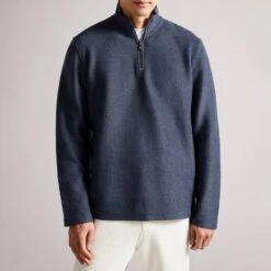 Ted Baker Blue Millom Half Zip Cotton Blend Jumper