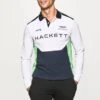 Hackett London White AMR Long Sleeve Cotton Blend Polo Shirt