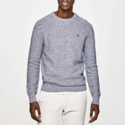 Hackett London Blue Textured Cotton Jumper
