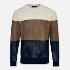 Hackett London Cream Colour Block Cashmere Blend Jumper -Schmuddelwedda 18260623 4