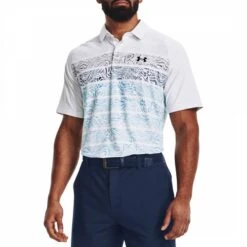 Under Armour Blue Stripe Iso Chill Stretch Polo Shirt