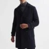 Reiss Navy Fall Wool Blend Longline Coat