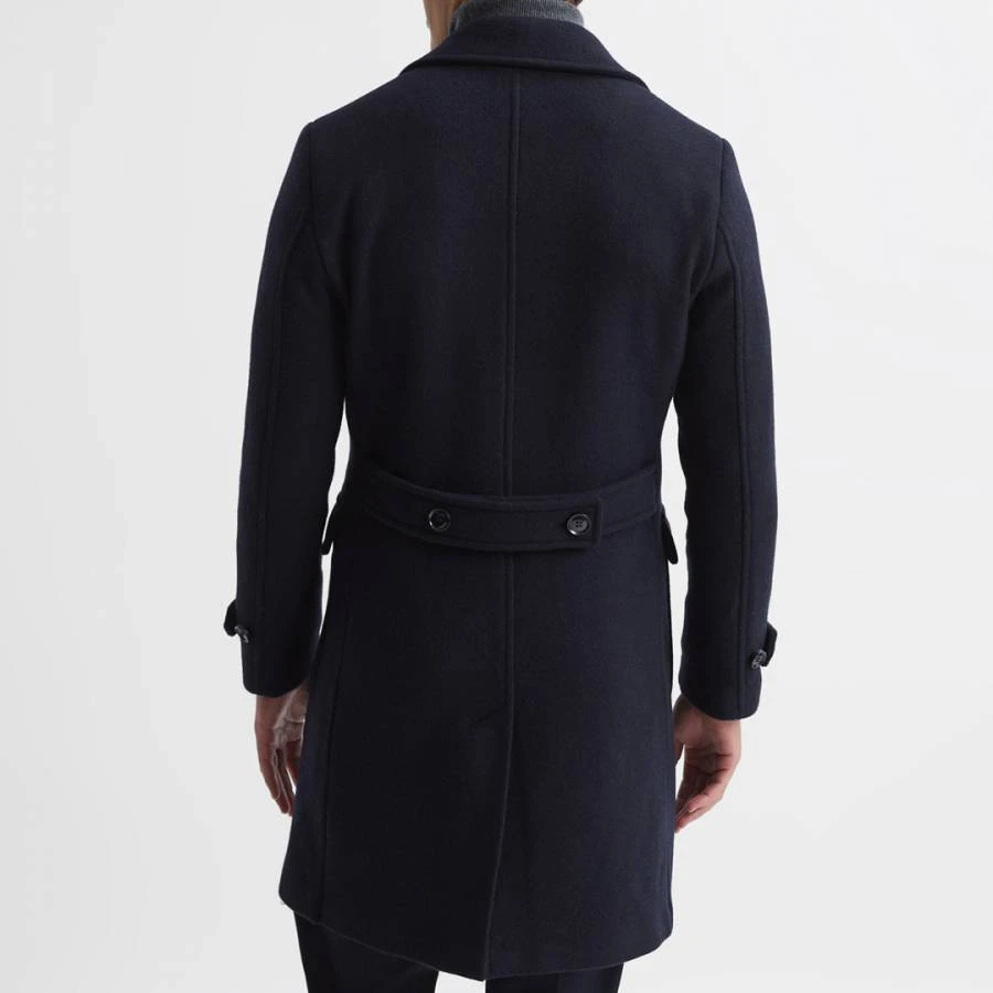 Reiss Navy Fall Wool Blend Longline Coat 2 Reiss Navy Fall Wool Blend Longline Coat - Image 2