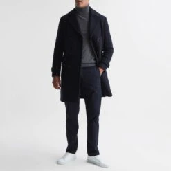 Reiss Navy Fall Wool Blend Longline Coat 6 Reiss Navy Fall Wool Blend Longline Coat -Schmuddelwedda 18264441 3