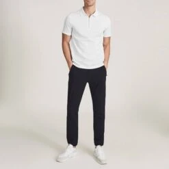 Reiss White Belfry Zip Collar Cotton Polo Shirt -Schmuddelwedda 18264932 3