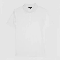 Reiss White Belfry Zip Collar Cotton Polo Shirt -Schmuddelwedda 18264932 4