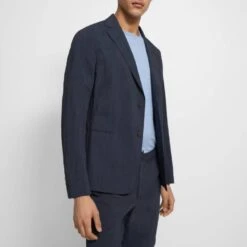 THEORY Navy Clinton Single Breasted Blazer