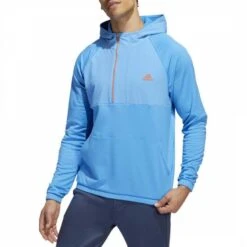 Adidas Golf Blue Golf Hooded 1/4 Zip Fleece