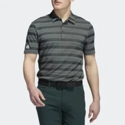 Adidas Golf Grey Striped Polo Shirt
