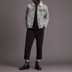 AllSaints Grey Gubben Denim Jacket -Schmuddelwedda 18331656 3