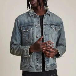 AllSaints Blue Wash Frun Denim Jacket